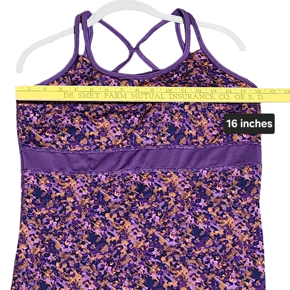 GAIAM Athletic Dress Medium Purple Strappy Abstract Print Built In Bra Sporty - Picture 7 of 11